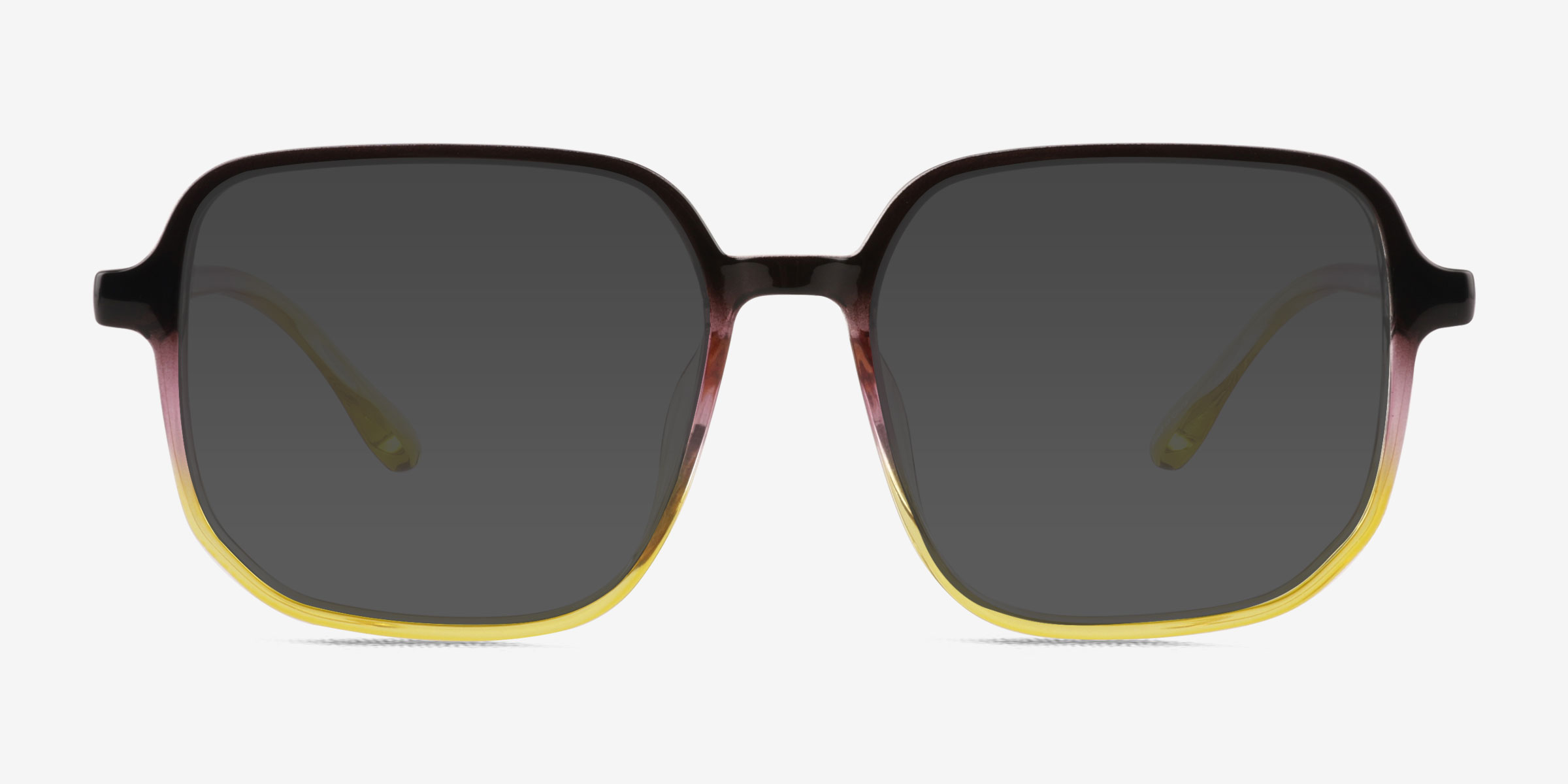 Sunlit Clear Black Purple Yellow PlastiqueSoleil de Lunette de vue d'EyeBuyDirect, Vue de Face