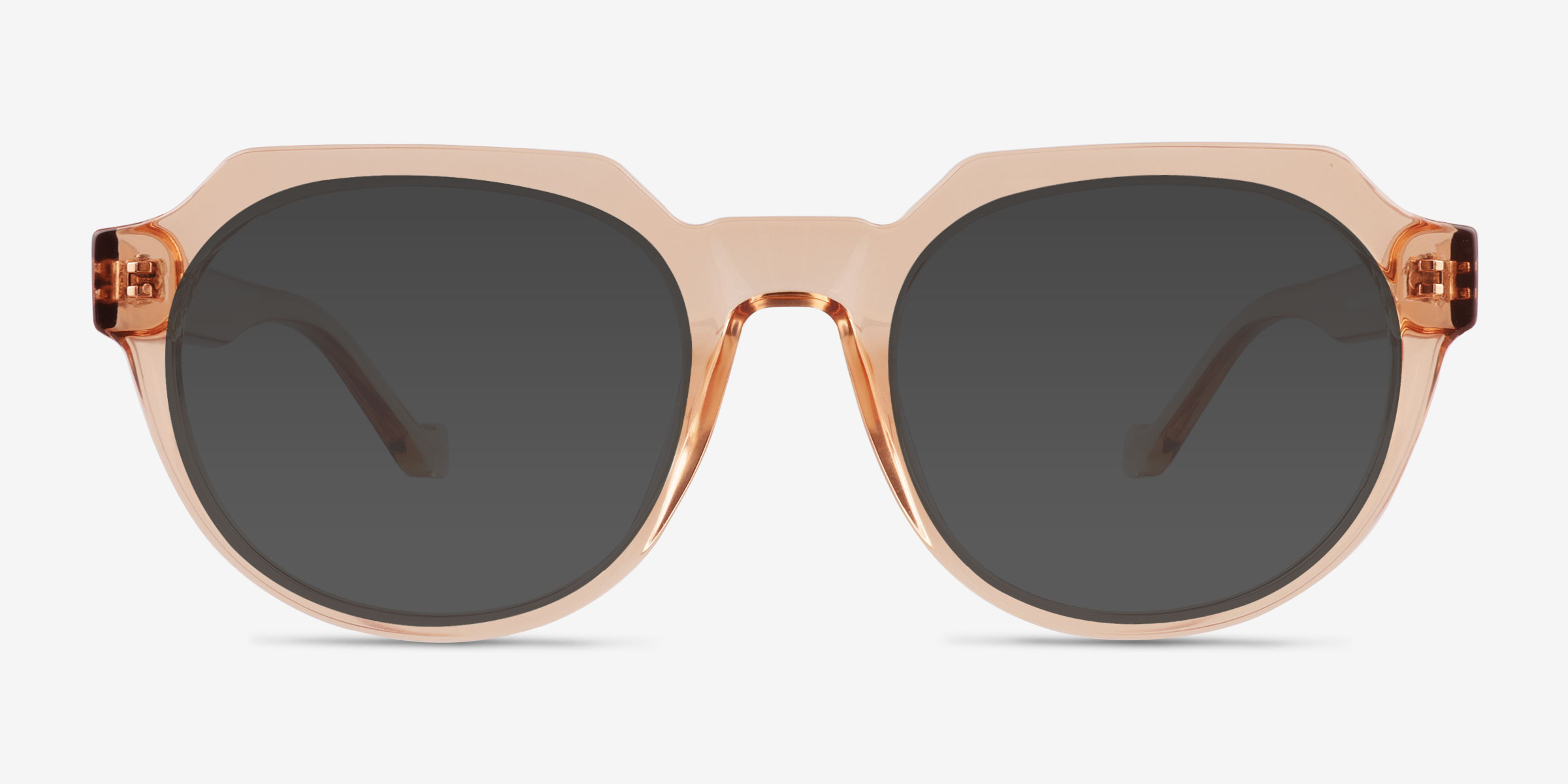 Greer Clear Champagne PlastiqueSoleil de Lunette de vue d'EyeBuyDirect, Vue de Face