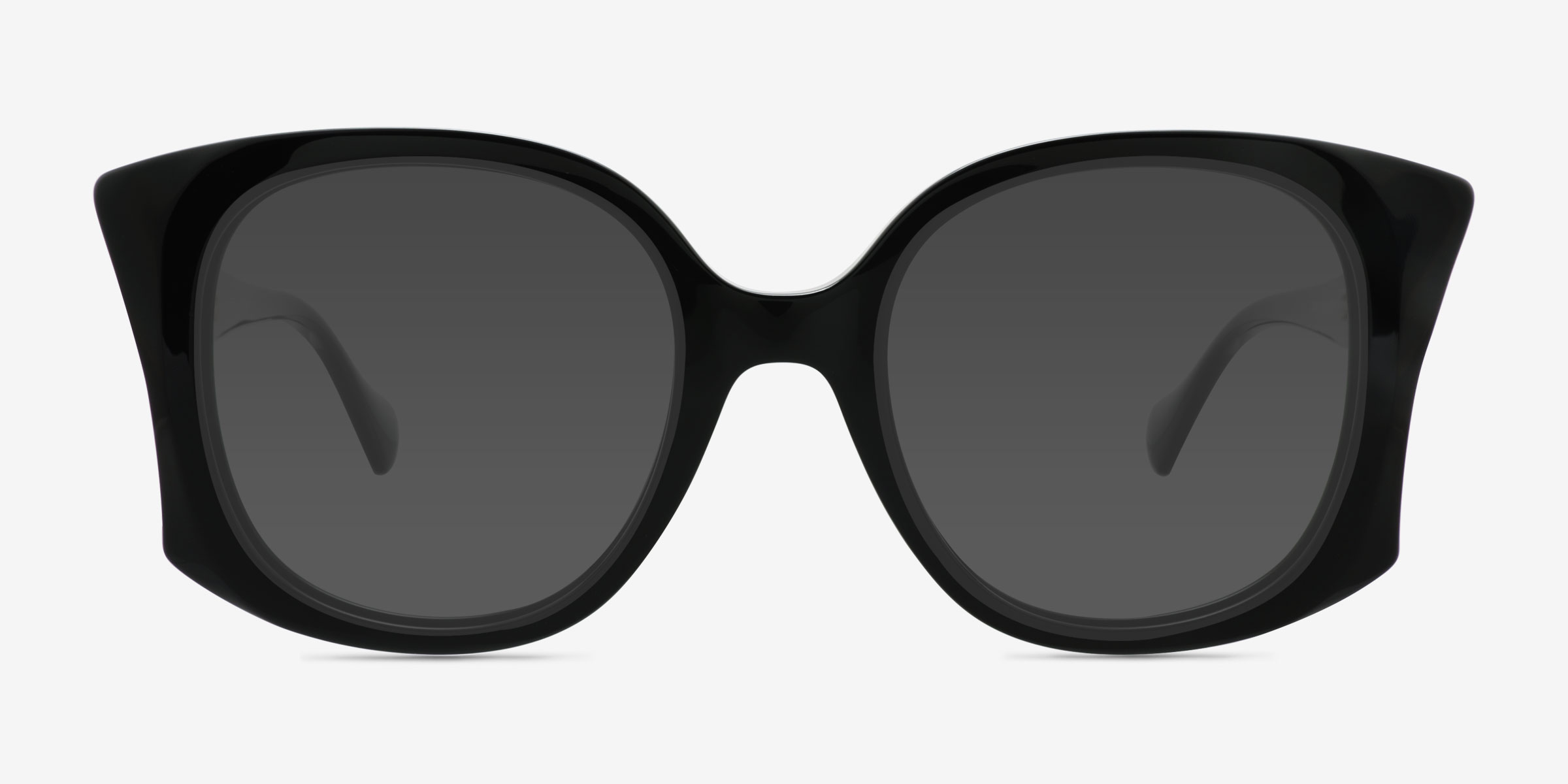 Lonomia Noir AcétateSoleil de Lunette de vue d'EyeBuyDirect, Vue de Face