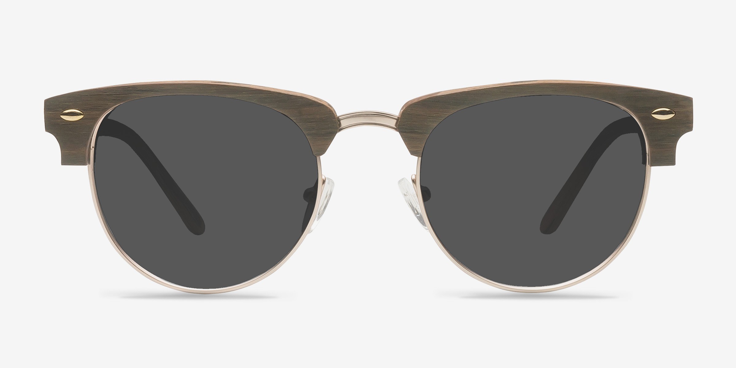 The Hamptons Walnut & Gold Acetate-metalSoleil de Lunette de vue d'EyeBuyDirect, Vue de Face