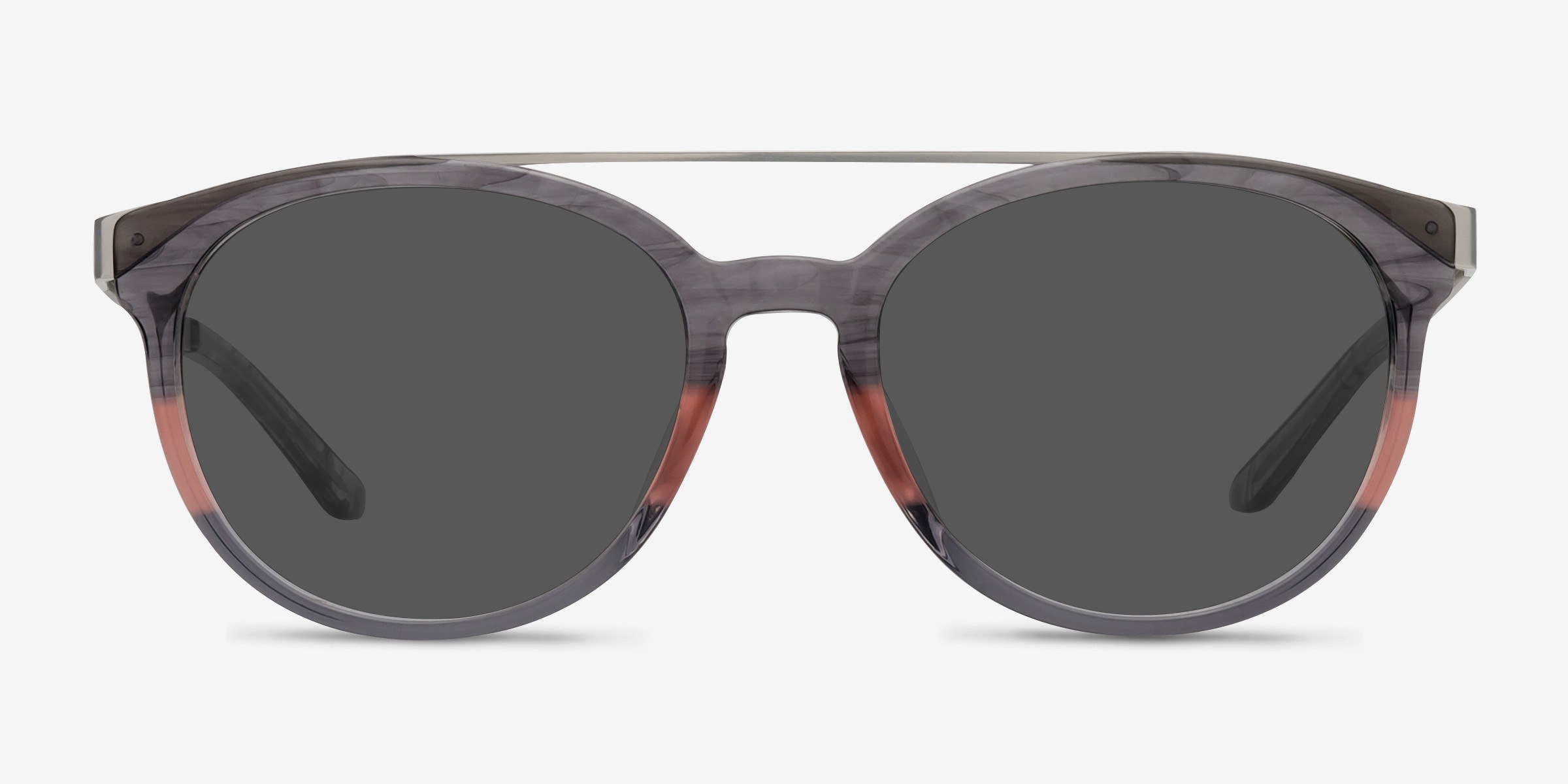 Morning Breeze Gray Pink Acetate-metalSoleil de Lunette de vue d'EyeBuyDirect, Vue de Face