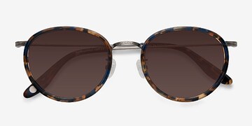  Blue Floral  Sun Tea -  Metal Sunglasses