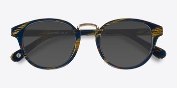Blue Striped Major -  Metal Sunglasses