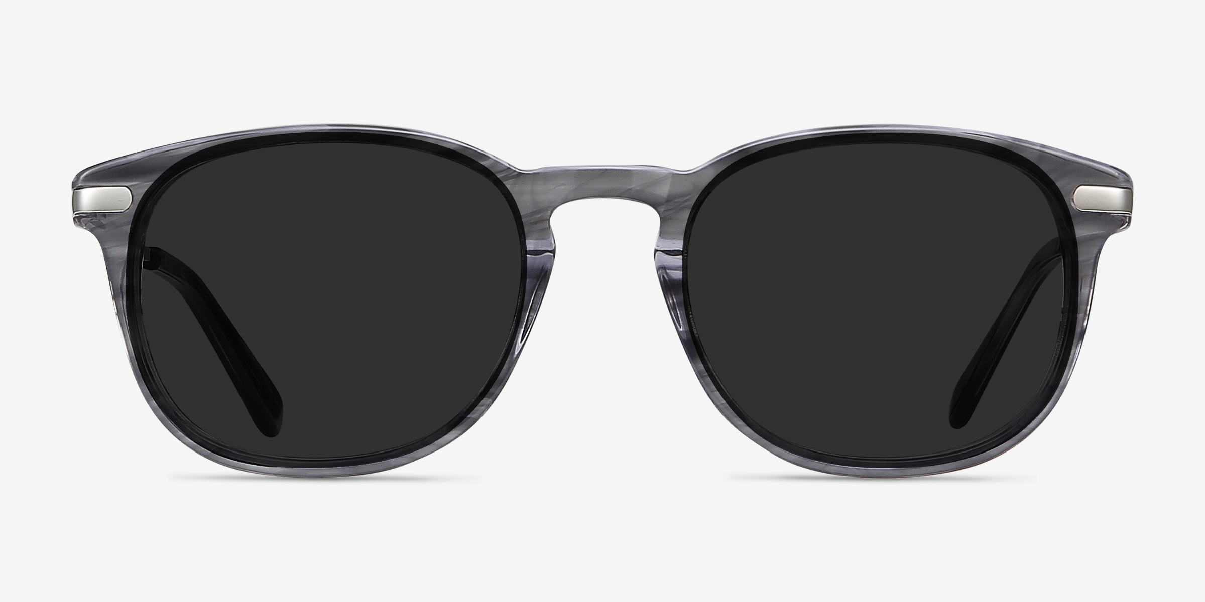 Council Gray Striped Acetate-metalSoleil de Lunette de vue d'EyeBuyDirect, Vue de Face