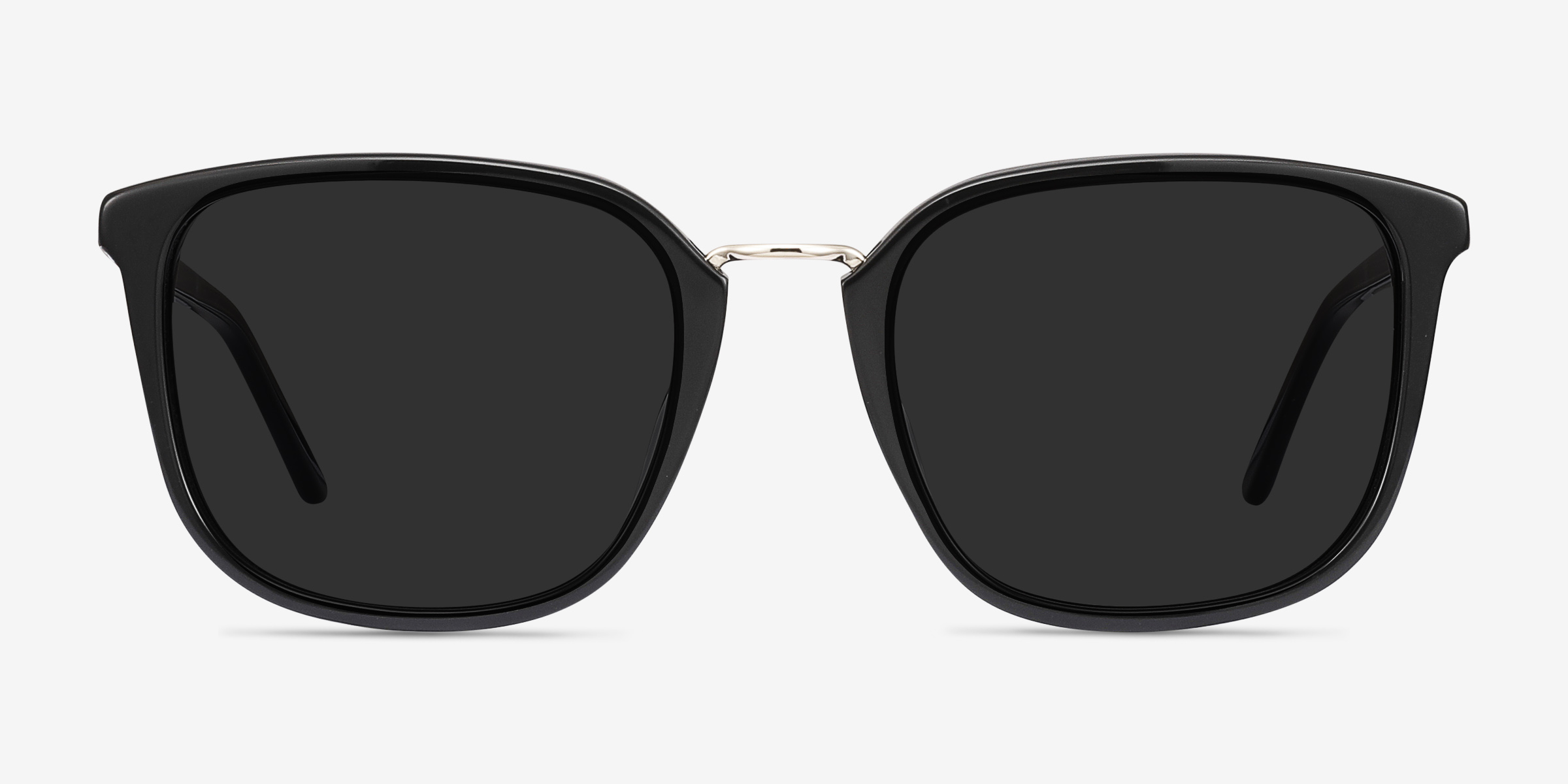 Yuma Noir Acetate-metalSoleil de Lunette de vue d'EyeBuyDirect, Vue de Face