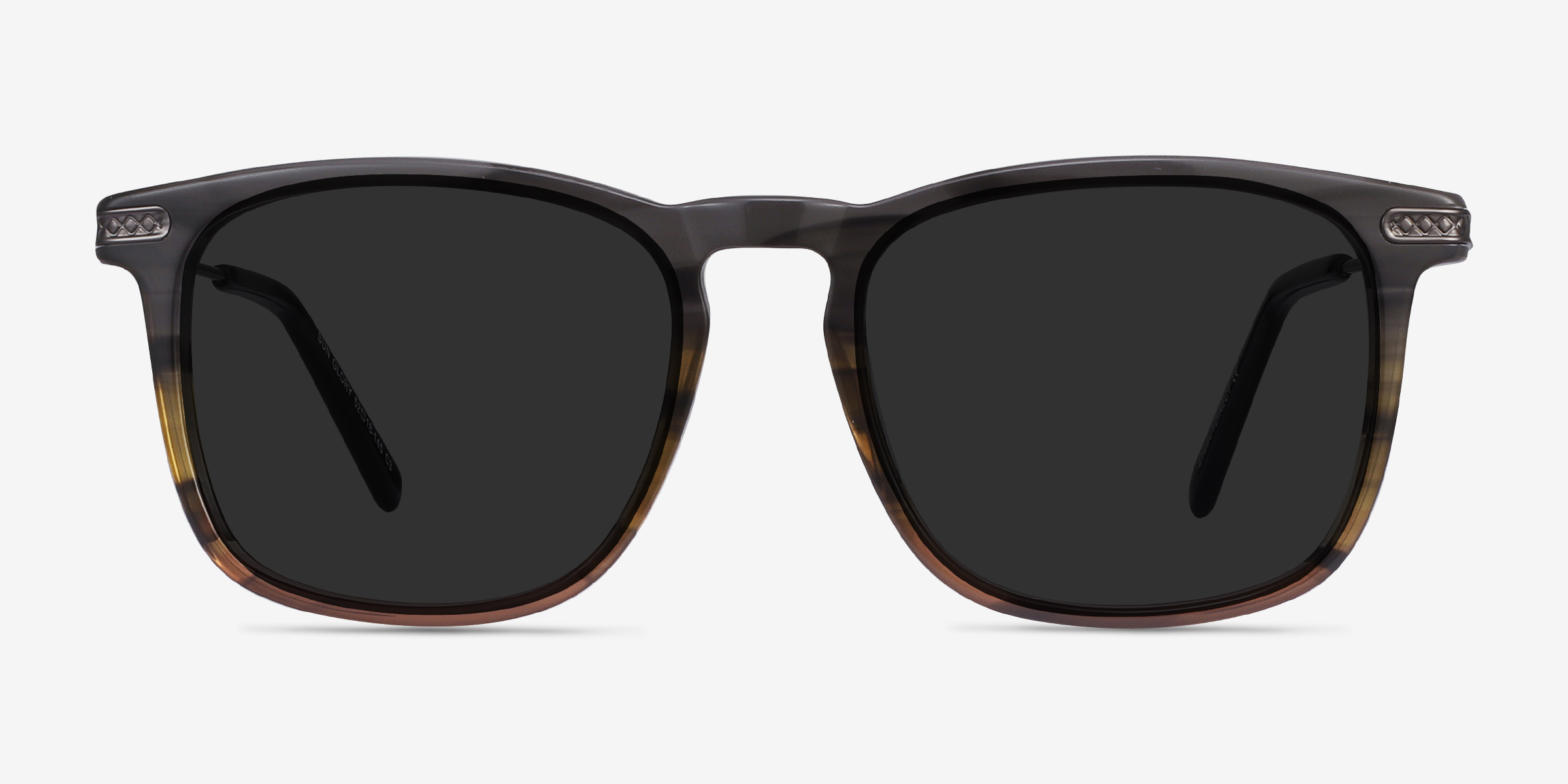 Sun Glory Gray Striped Acetate-metalSoleil de Lunette de vue d'EyeBuyDirect, Vue de Face