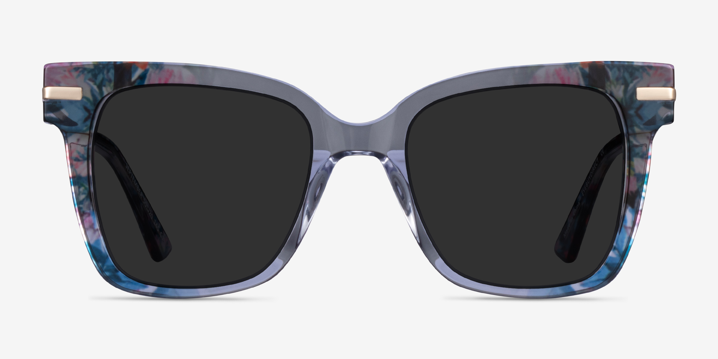 September Clear Blue Floral Gold MétalSoleil de Lunette de vue d'EyeBuyDirect, Vue de Face