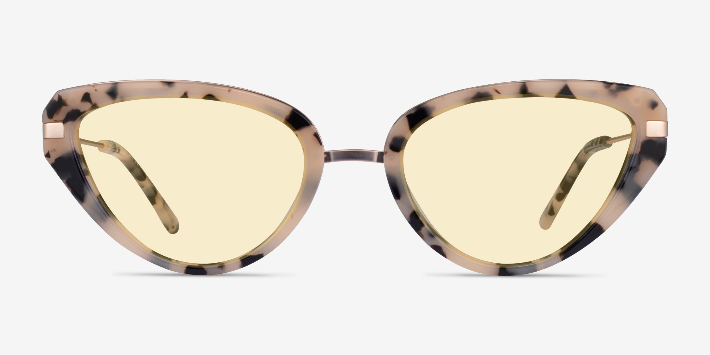 Genevieve Milky Cream Tortoise MétalSoleil de Lunette de vue d'EyeBuyDirect, Vue de Face