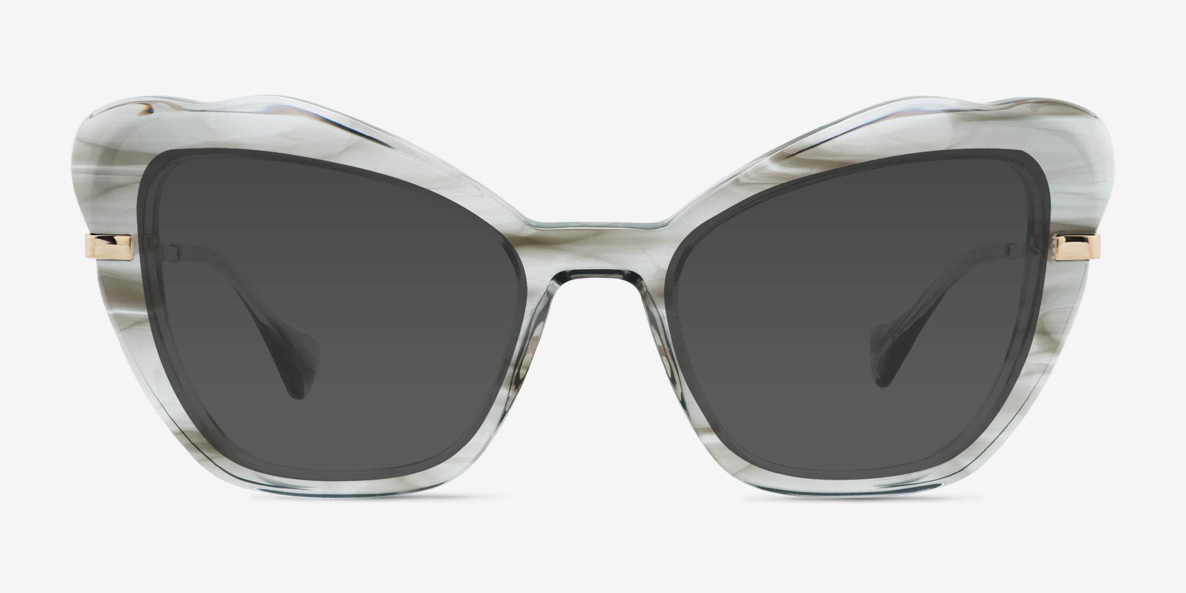 Glasswing Striped Gray MétalSoleil de Lunette de vue d'EyeBuyDirect, Vue de Face