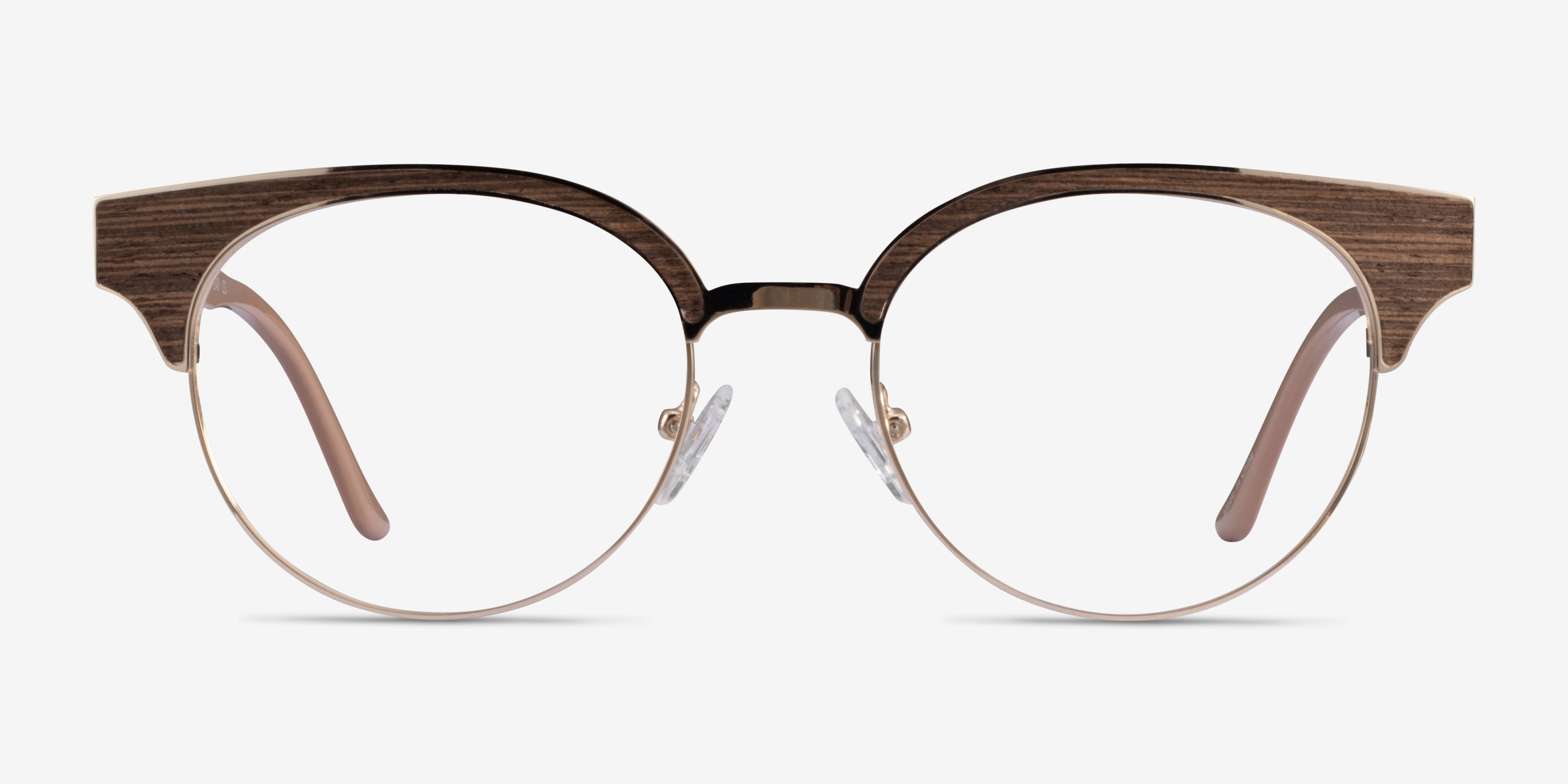 Wilderness Gold Beige Wood-textureMontures de lunettes de vue d'EyeBuyDirect, Vue de Face