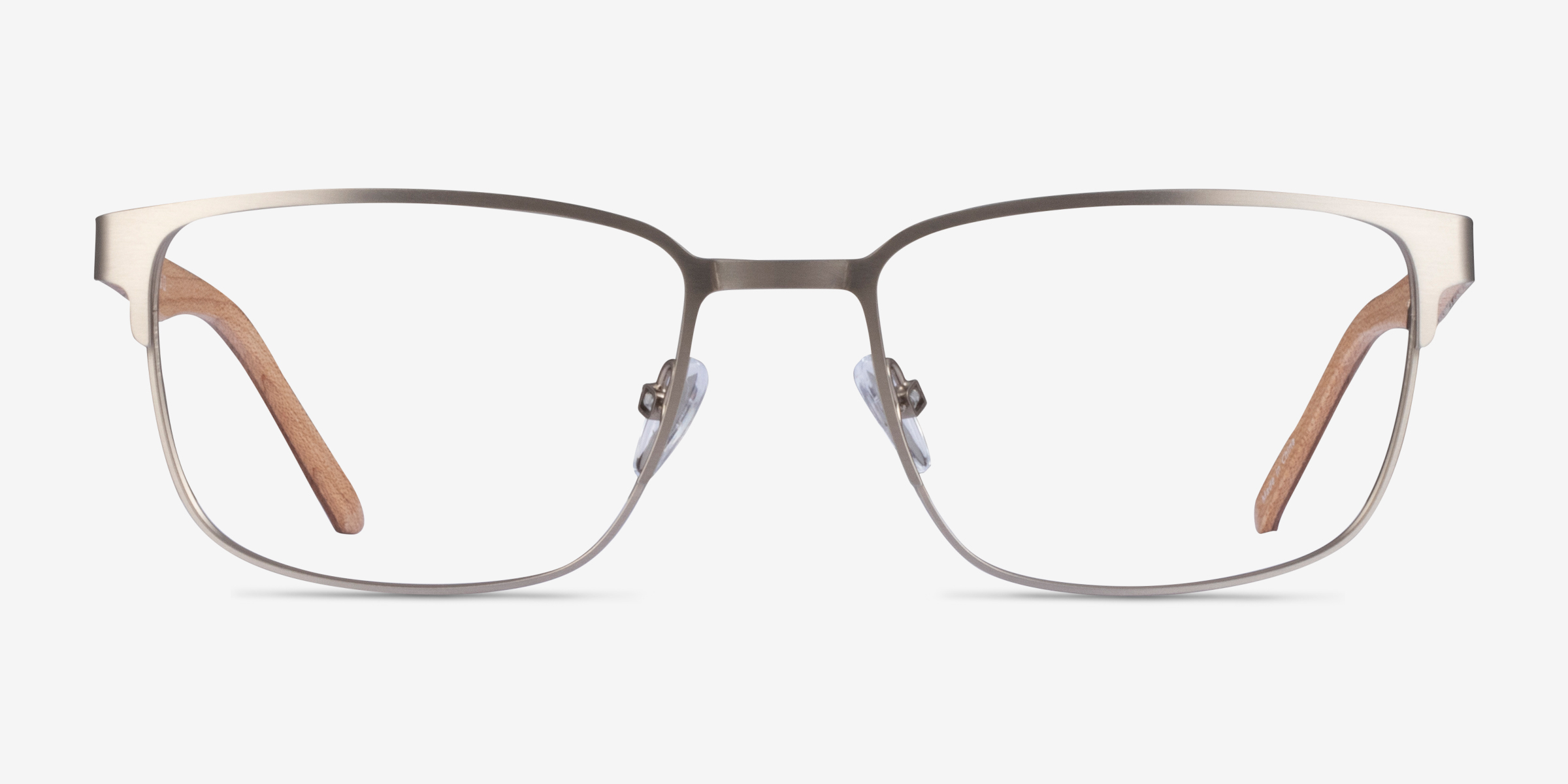 Silva Matte Silver Wood-textureMontures de lunettes de vue d'EyeBuyDirect, Vue de Face