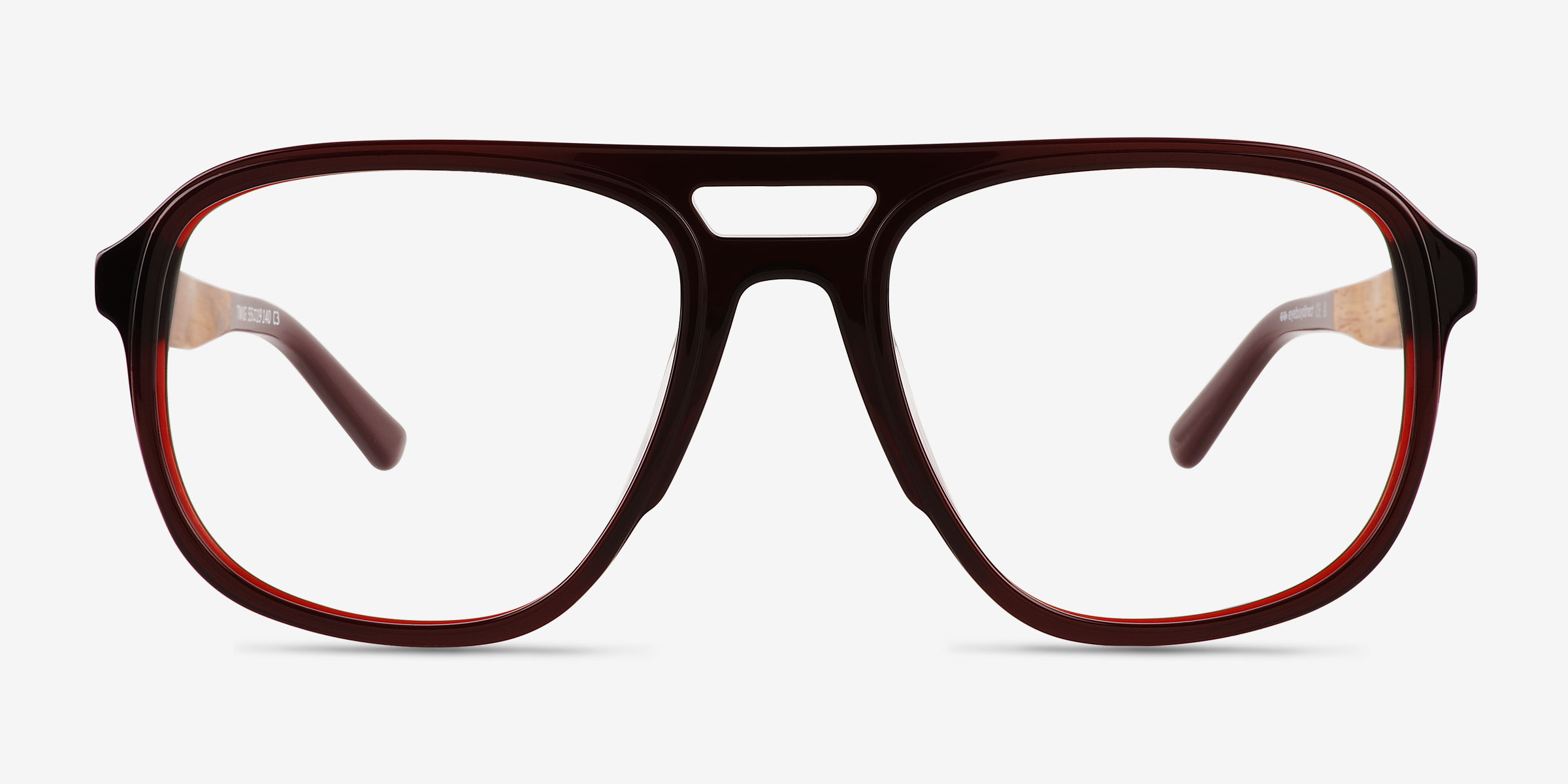 Twig Dark Red Wood-textureMontures de lunettes de vue d'EyeBuyDirect, Vue de Face