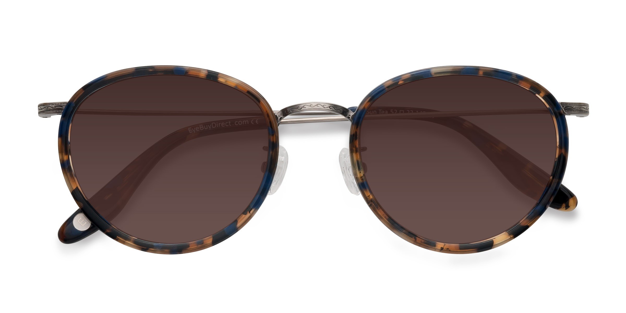 Blue Floral Sun Tea - Metal Sunglasses