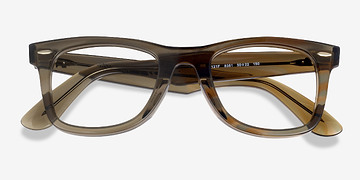 Photo Striped Gray Ray-Ban RB5121F Wayfarer Change -  Acetate Eyeglasses