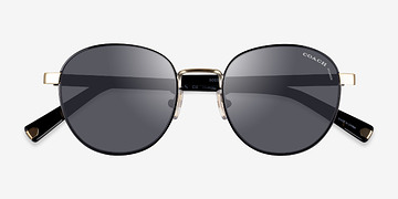 Gold Black Coach HC7131 C6195 -  Metal Sunglasses