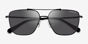 Matte Black Coach HC7137 CA576 -  Metal Sunglasses
