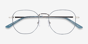 Navy & Silver Ethan -  Colorful Metal Eyeglasses