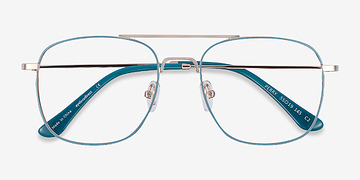 Teal & Gold Perry -  Vintage Metal Eyeglasses