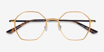 Gold & Black Alloy -  Titanium Eyeglasses