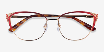 Burgundy Gold Ines -  Metal Eyeglasses