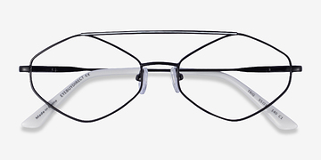 Black White Trig -  Metal Eyeglasses