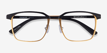 Black Gold Financier -  Metal Eyeglasses