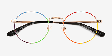 Shiny Gold Rainbow Glimmer -  Metal Eyeglasses