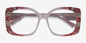 Red Floral Nude Amaryllis -  Acetate Eyeglasses