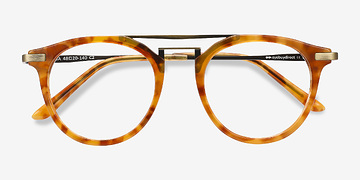 Light Tortoise Alba -  Vintage Acetate, Metal Eyeglasses