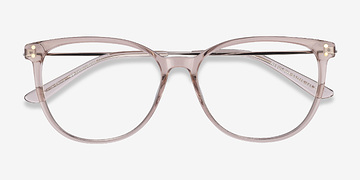 Clear Brown Nebulous -  Lightweight Acetate, Metal Eyeglasses