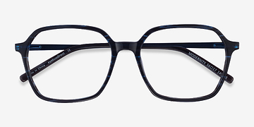Striped Blue Modernity -  Metal Eyeglasses