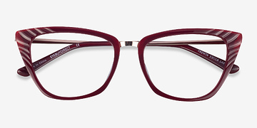 Burgundy Gold Trenta -  Fashion Metal Eyeglasses
