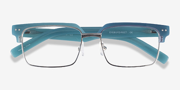 Blue Silver Byron -  Metal Eyeglasses