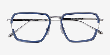 Clear Blue Silver Tsundoku -  Metal Eyeglasses
