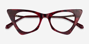 Red Floral Bengal -  Metal Eyeglasses