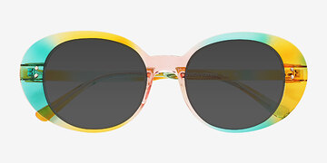 Rainbow Yellow Bold Heart -  Plastic Sunglasses