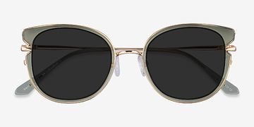 Clear Green Gold Fascination -  Plastic Sunglasses