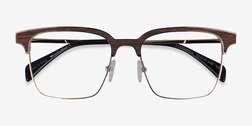 Gold & Wood Evergreen -  Classic Mixed Wood Eyeglasses