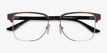 Gold Black & Wood Biome -  Classic Mixed Wood Eyeglasses
