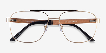 Gold Miramar -  Mixed Wood Eyeglasses