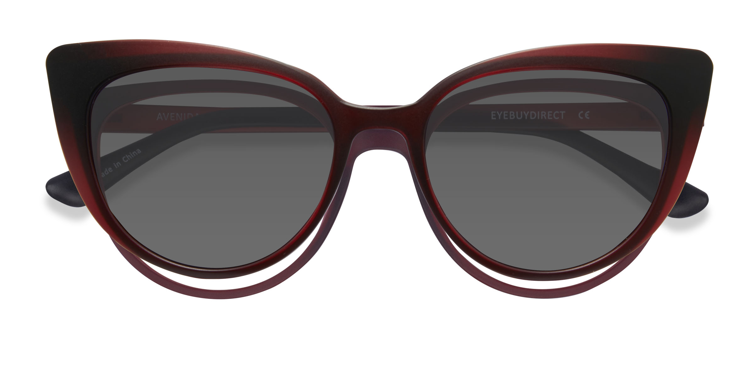 Burgundy Avenida Clip-On -  Plastique Lunettes de vue