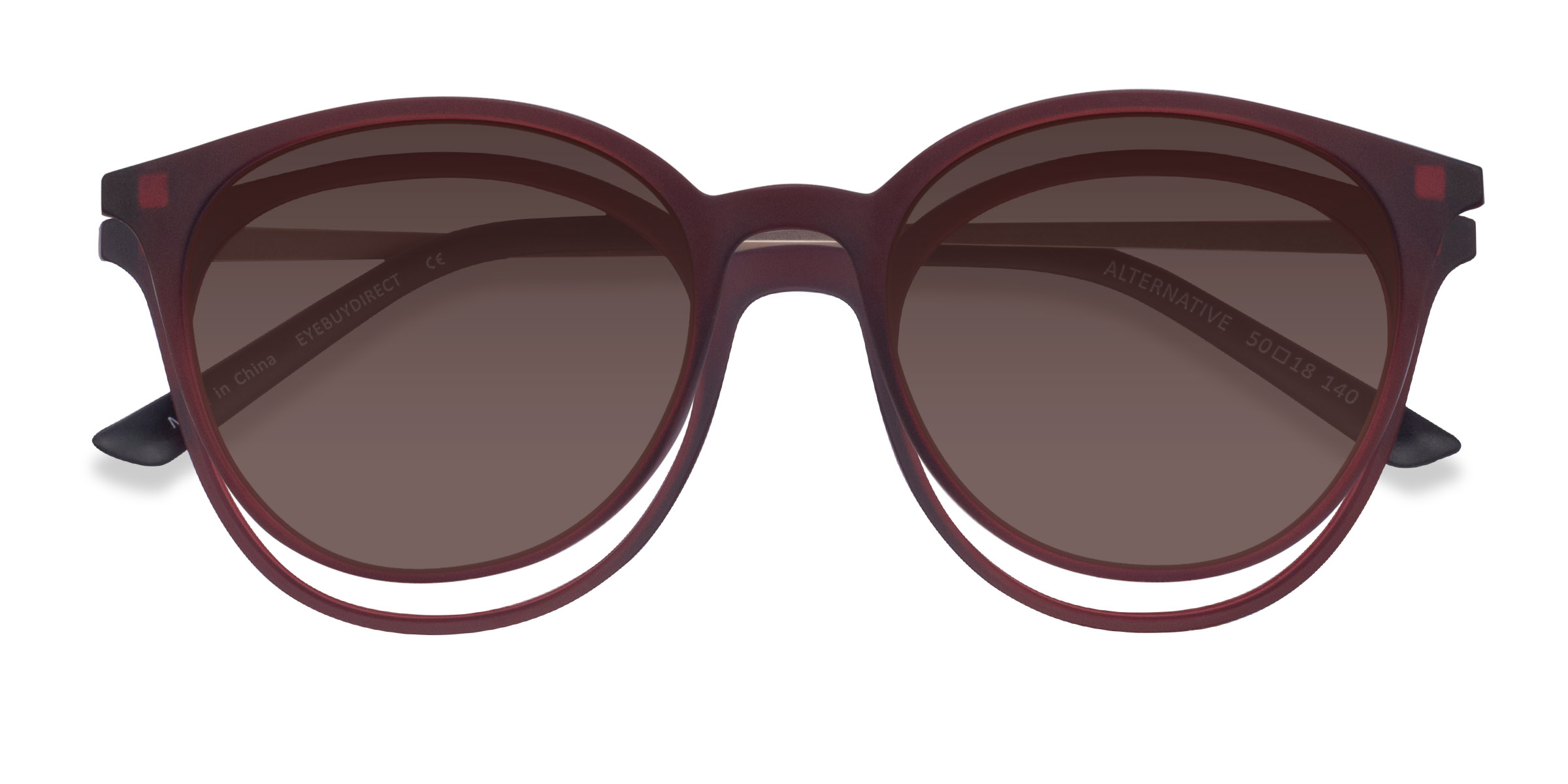 Matte Burgundy Alternative Clip-On -  Metal Eyeglasses