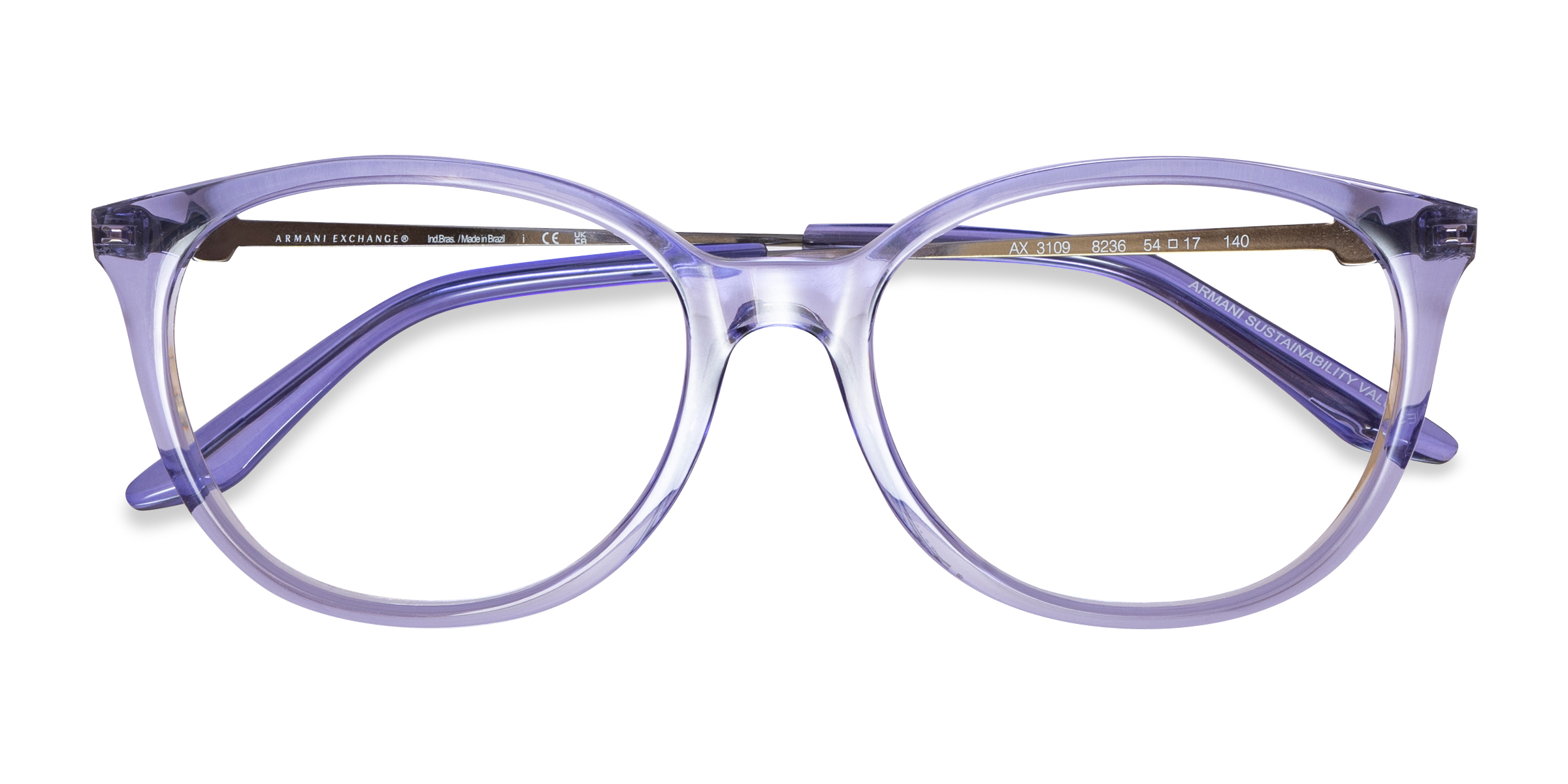 Shiny Transparent Purple Armani Exchange AX3109 -  Plastic Eyeglasses