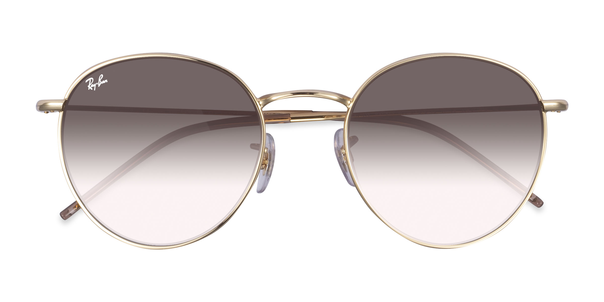 Light Gold Ray-Ban Round Reverse -  Metal Sunglasses
