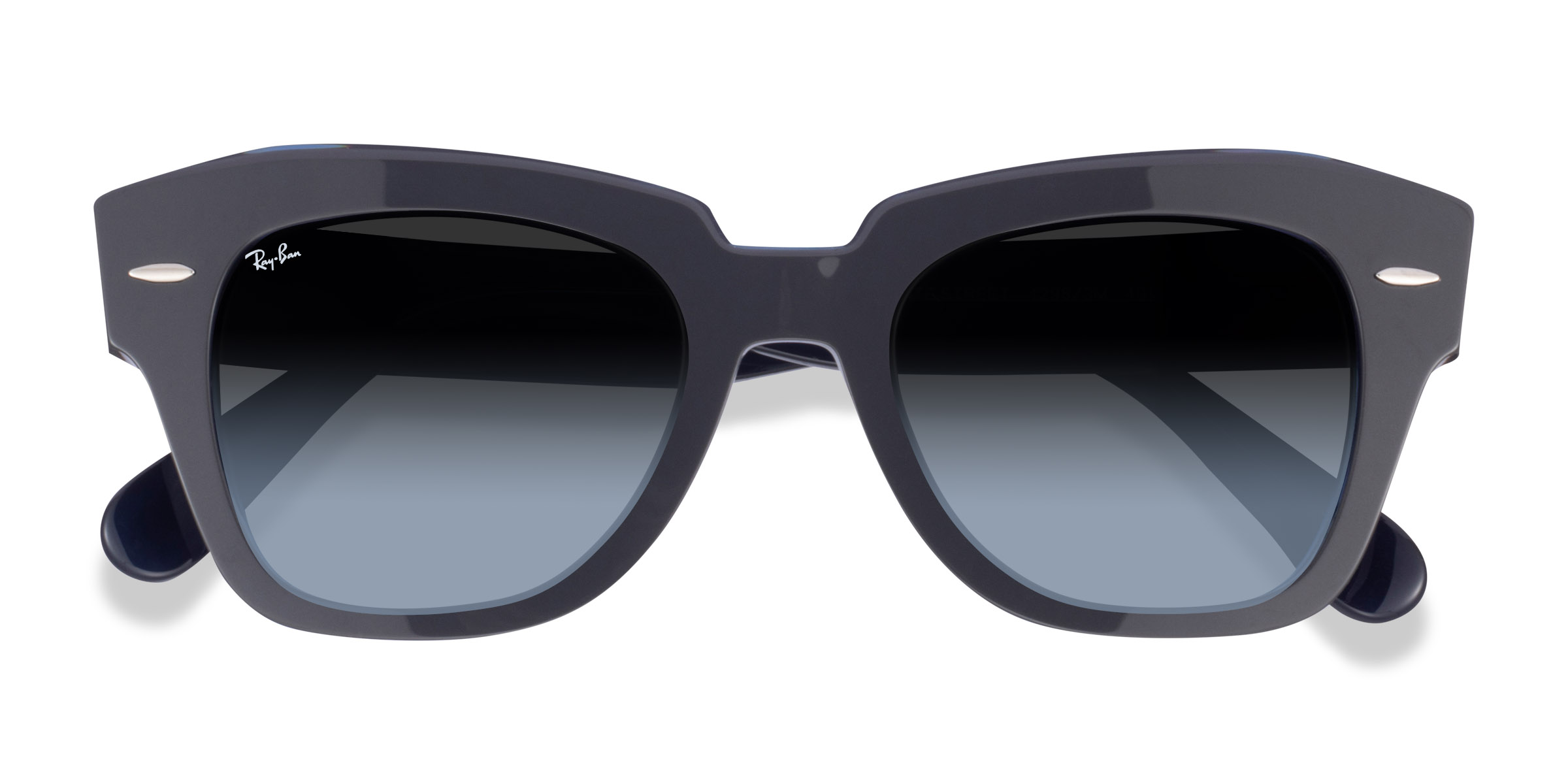 Gray On Transparent Blue Ray-Ban State Street -  Acetate Sunglasses