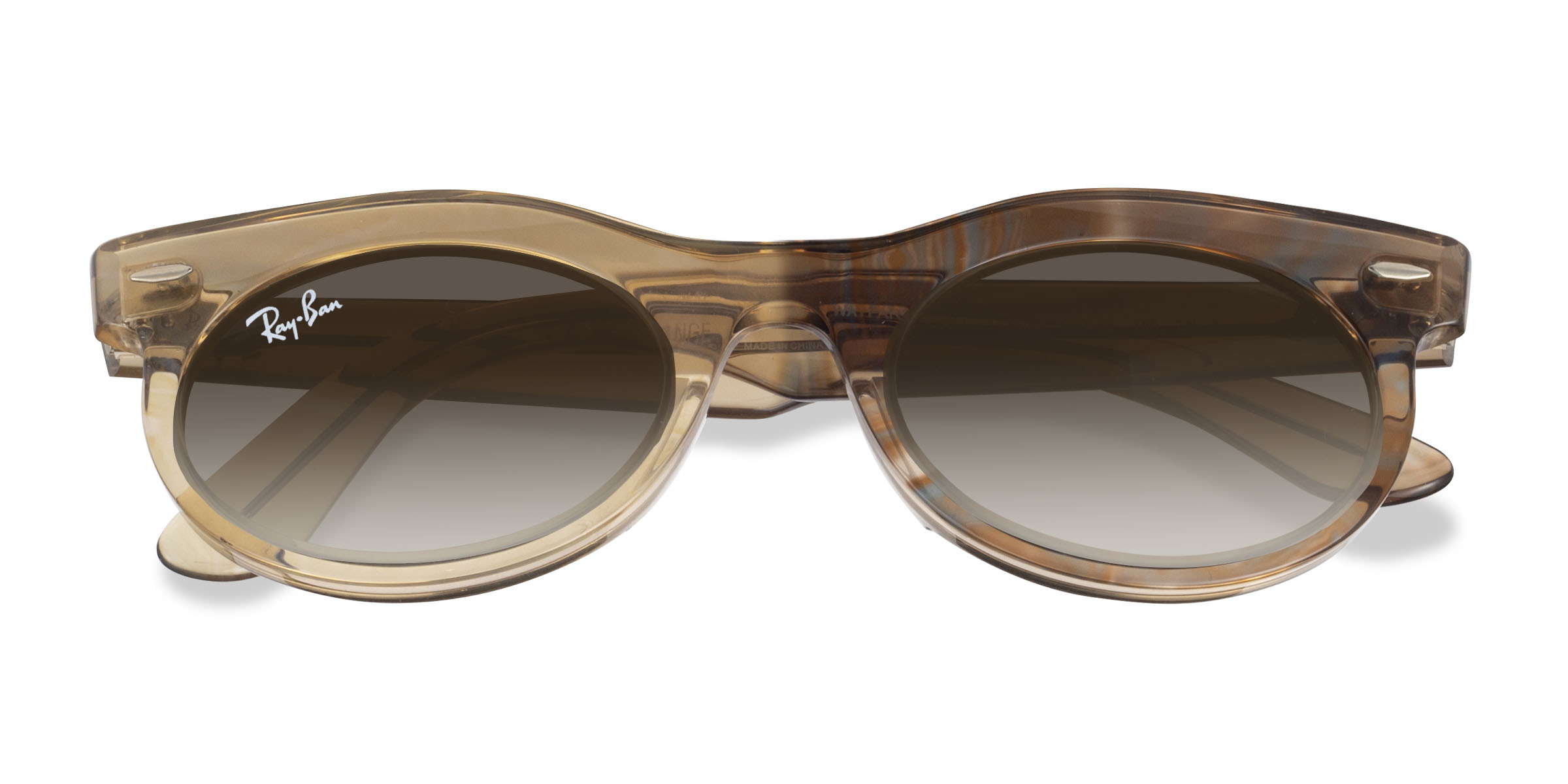 Photo Waves Brown Ray-Ban RB2242F Wayfarer Oval Change -  Acetate Sunglasses