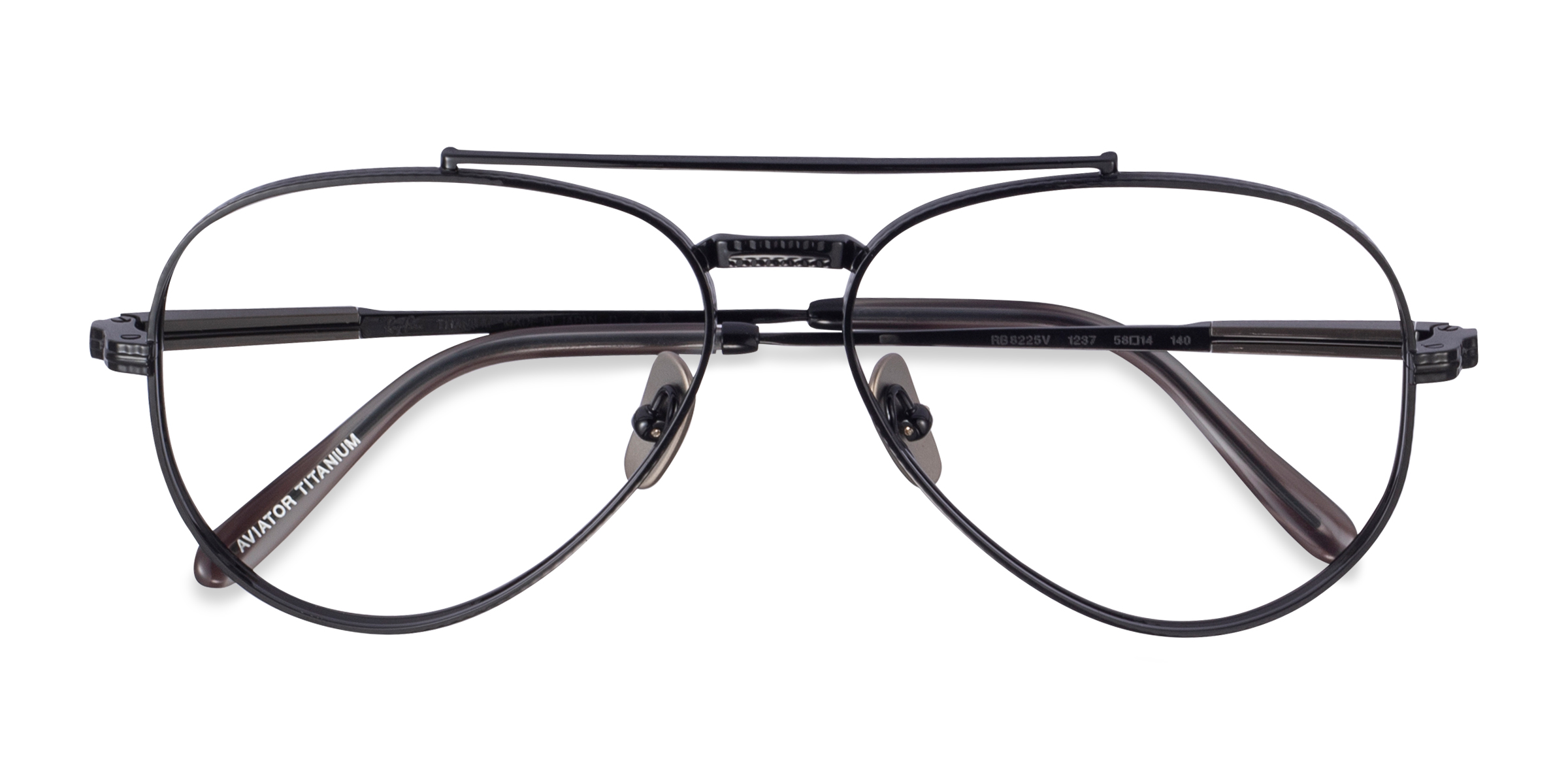 Shiny Black Ray-Ban RB8225V Aviator -  Titanium Eyeglasses