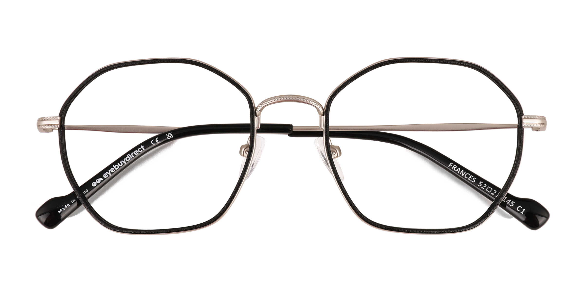 Matte Silver Black Frances -  Métal Lunettes de vue