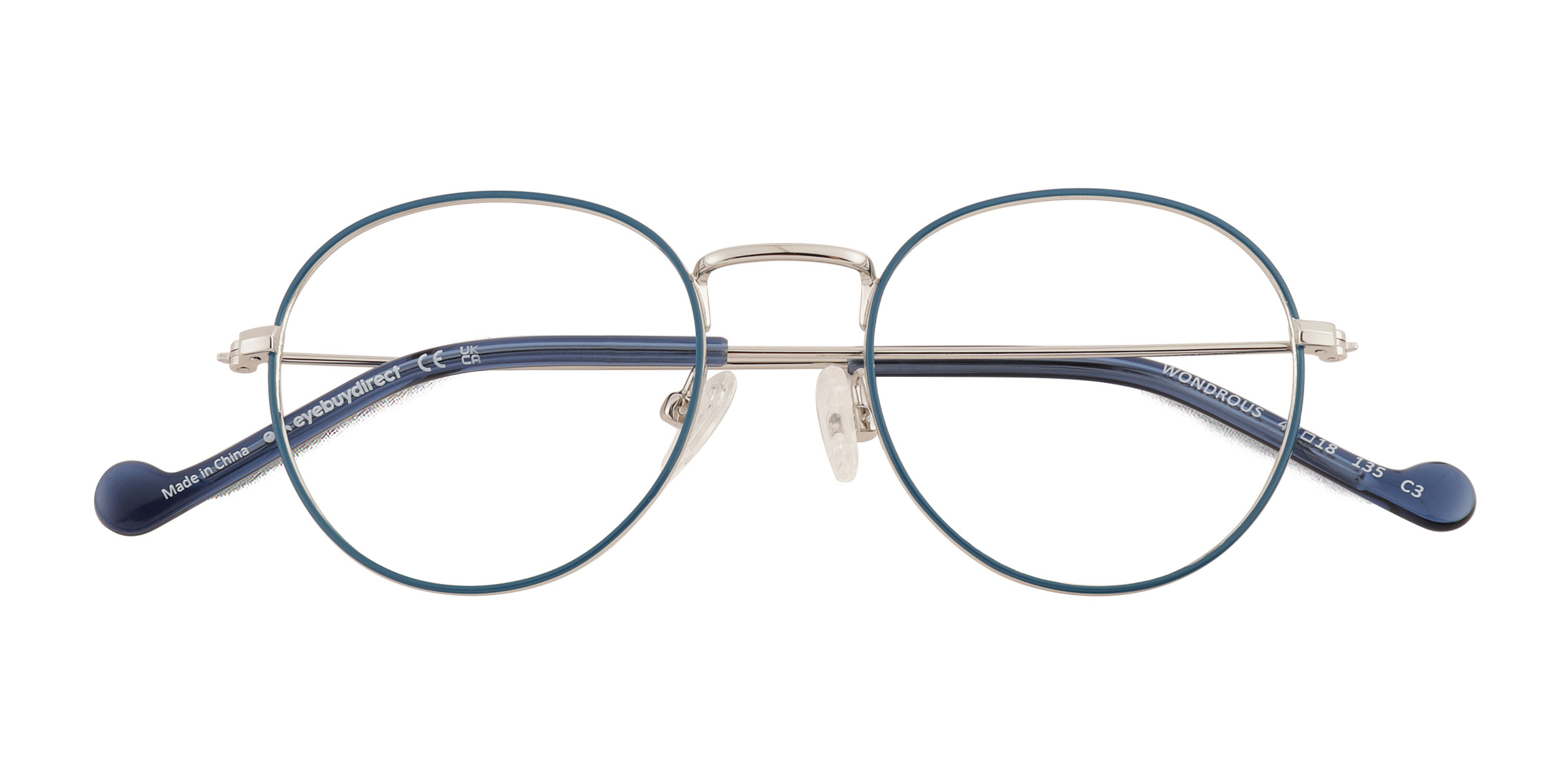 Shiny Silver Blue Wondrous - Métal Lunettes de vue