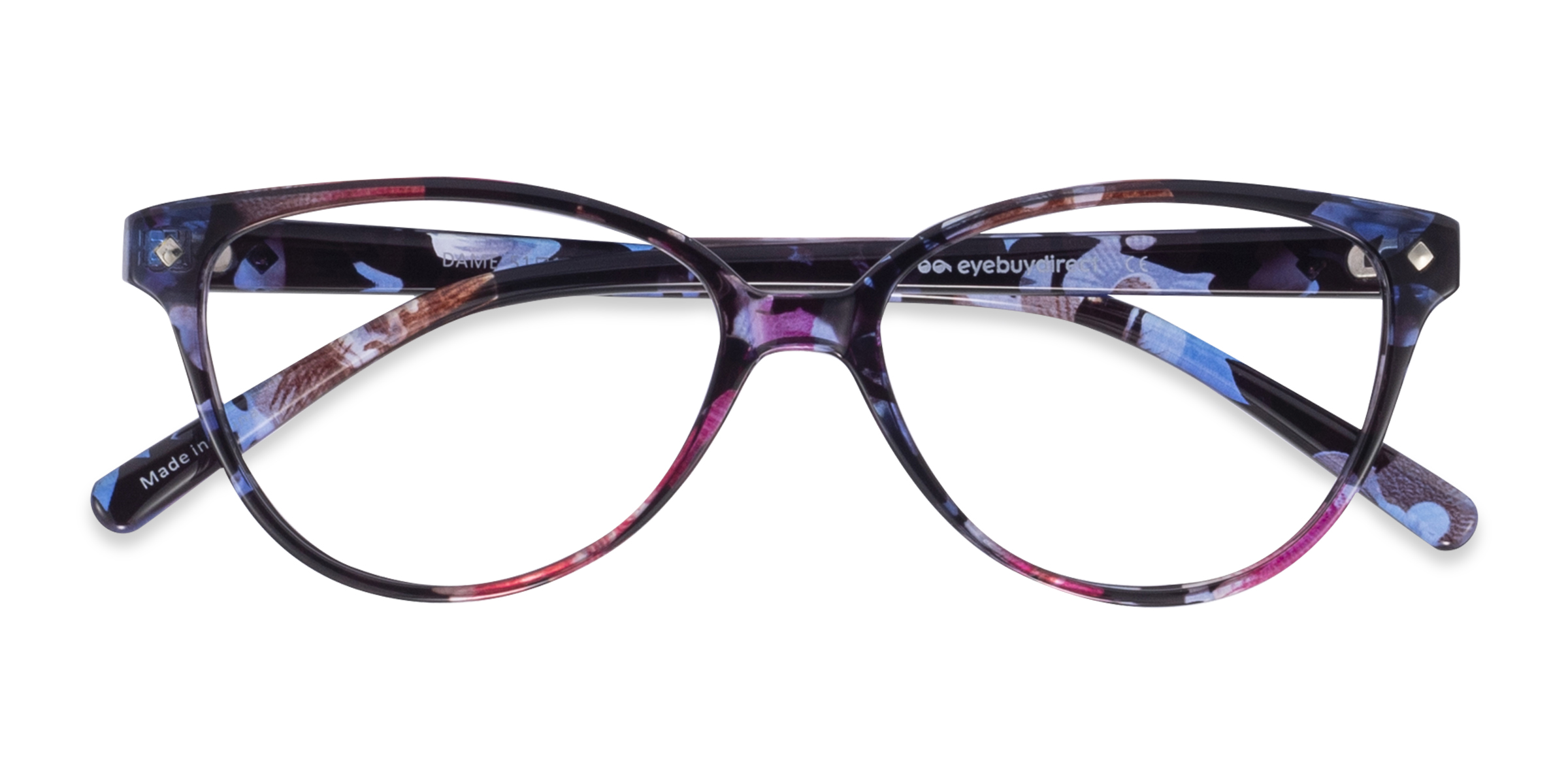 Pink Floral Dame -  Plastic Eyeglasses